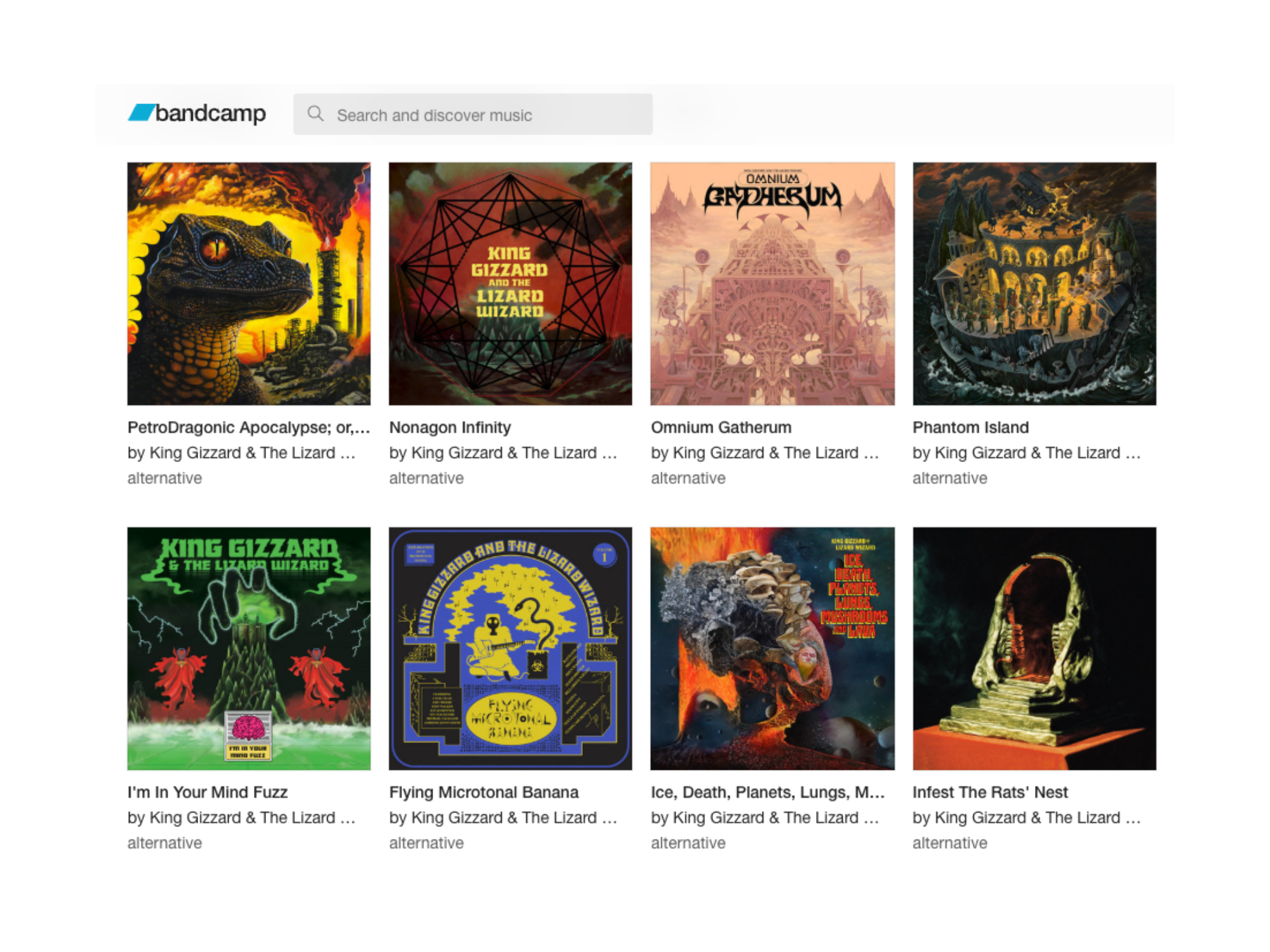 Le roi Giizzard et le Wizard Lizard prennent des graphiques de bandcamp par tempête