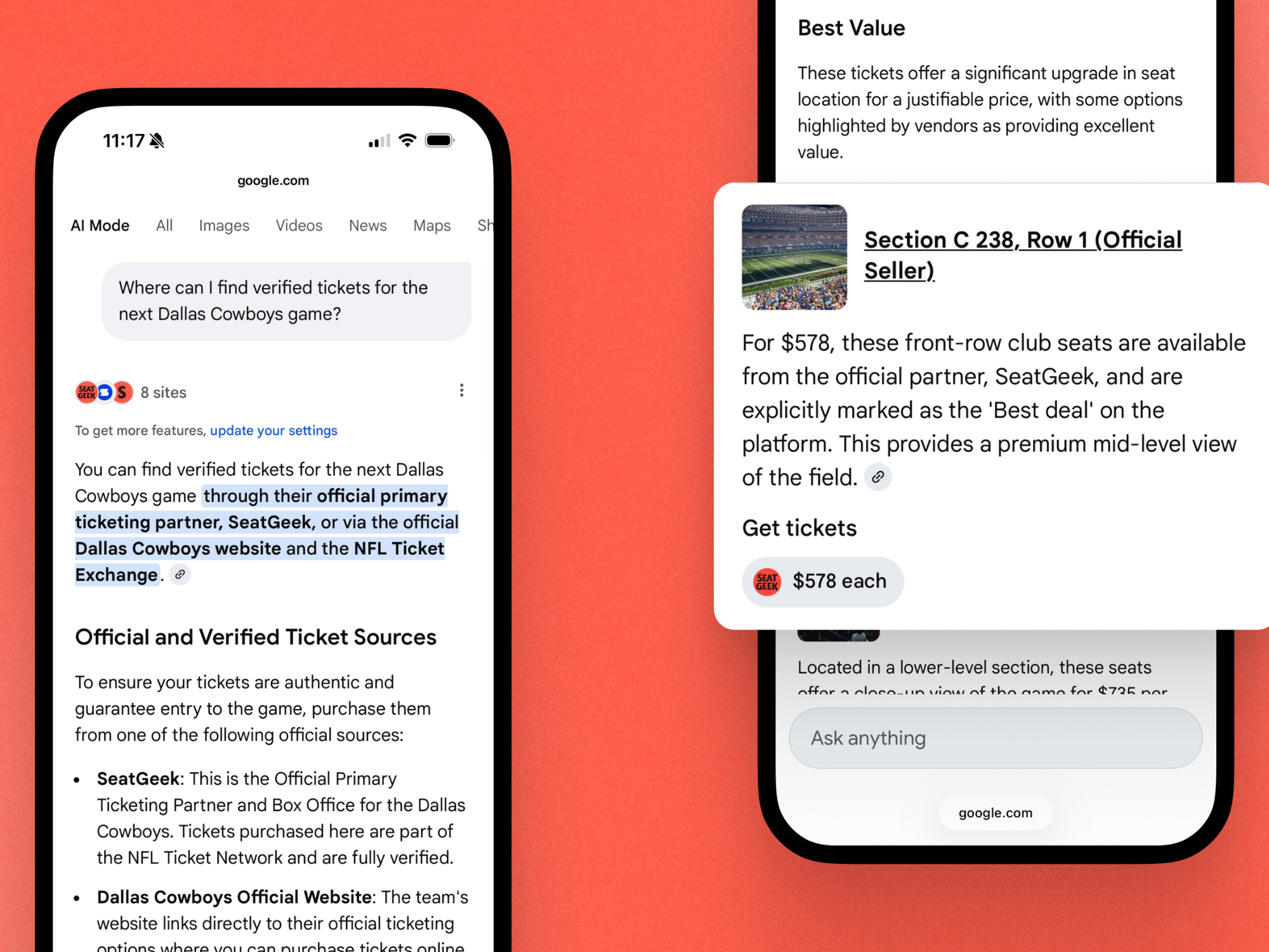 La société de billetterie SeatGeek rejoint le projet pilote de recherche d'IA agentique de Google