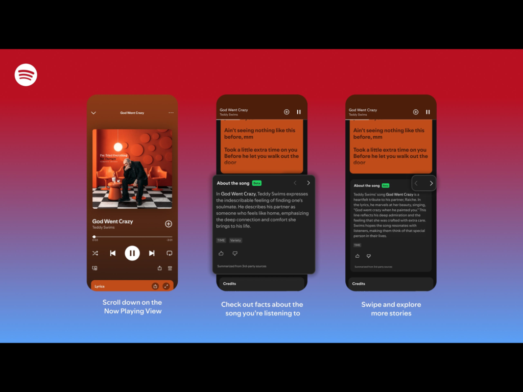 Spotify fait appel à des sources tierces pour la fonctionnalité « À propos de la chanson »